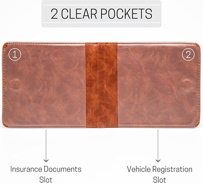 CANOPUS Car Registration and Insurance Holder, Magnetic Closure, Embossed Card Document Holder, Vehicle Glove Box Organizer, Wallet for Auto, SUV, Motorcycle, Truck, Waterproof, Car Model