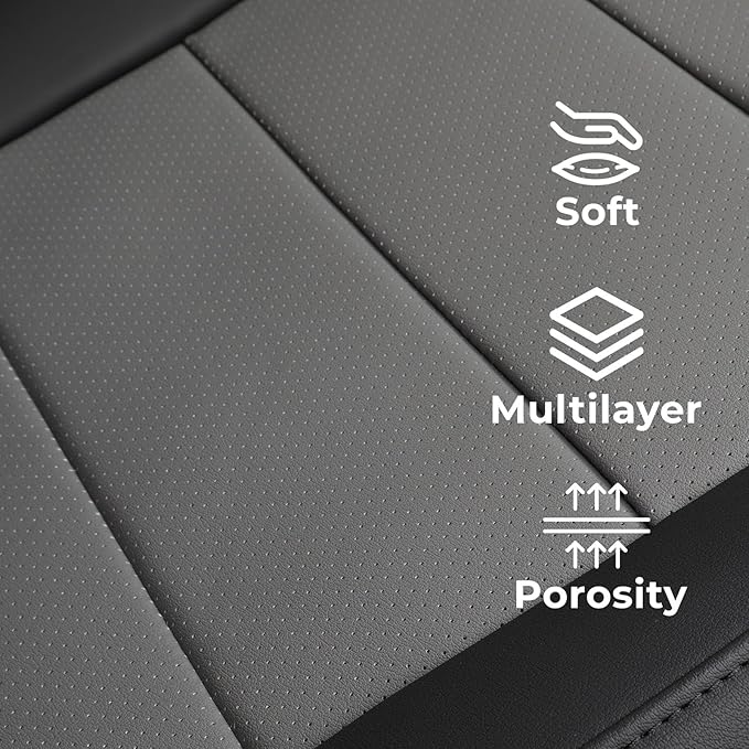coverdream Rogue Leather Seat Covers Full Set for 2014-2019 2020 Nissan Rogue(Not for Select) S,SV,SL,Fully Covered,Luxury Waterproof Car Seat Protector,Fit Like A Glove (Black/Gray)