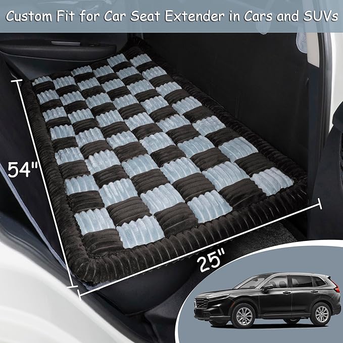HAPYFOST Dog Bed for Car Back Seat, Non-Slip Backseat Dog Car Bed Mat, Soft Furry Travel Pet Mat, Washable Blanket Custom Fit for Backseat Extenders and Hammock Seat Covers(54"×25" Gray)