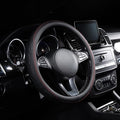Lord Autofashion Steering Wheel Cover – PU Leather, Non-Slip Rubber Inner, All-Season Comfort – 14.5–15 Inch (Black/Red 9366)