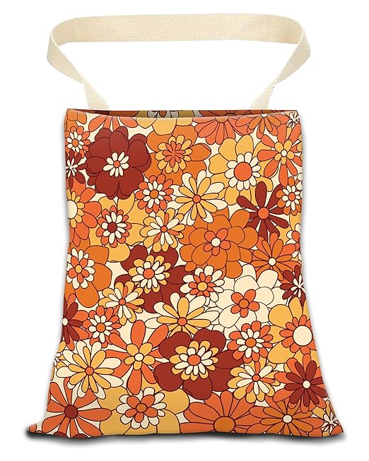 ANKVRP Car Trash Can, Durable Hanging Car Trash Garbage Bag, Cute Automotive Garbage Cans Organizer, Boho Orange Flowers