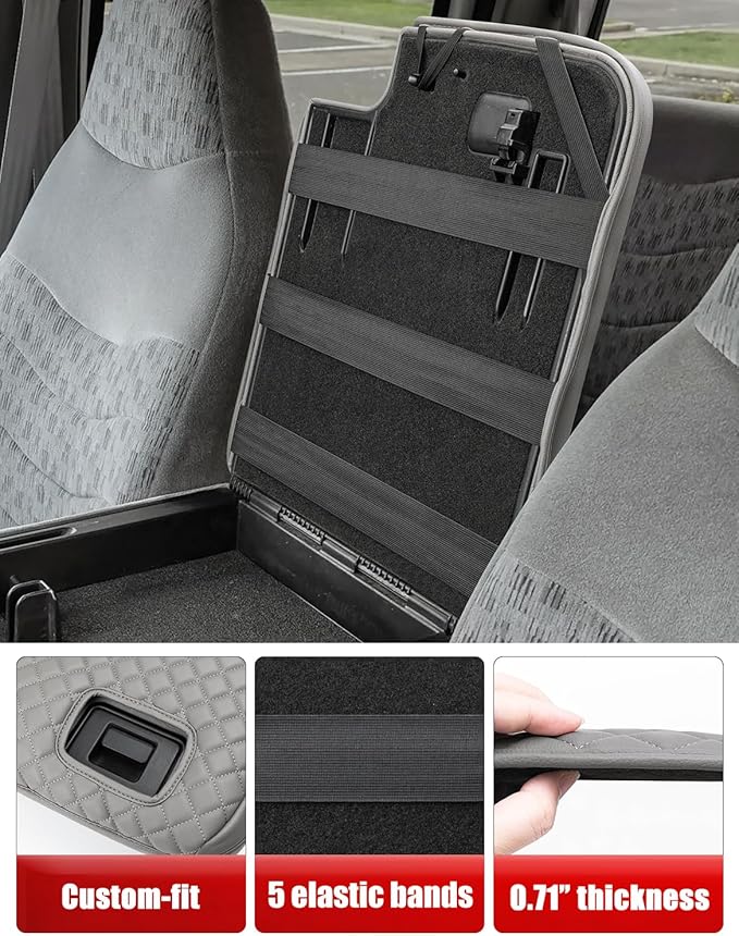 KBH Center Console Armrest Cover for Ford F250 F350 F450 Super Duty 1999-2001 Jump Seat, Arm Rest Cushion Pad Protector, Anti-Scratch, Gray