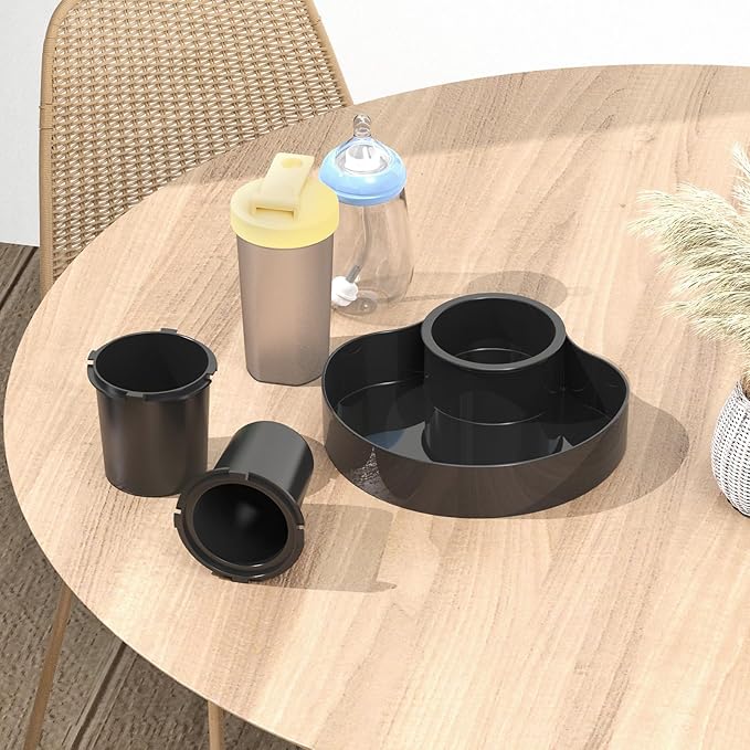 Travel Snack Tray for Kids Car Seat with Cup Holder, Kids Car Seat Snack Tray, Toddlers Road Trip Essential Travel Snacks Food Plate Tray-Black 1PCS