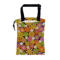 KXWQTRDD Car Garbage Bag Colorful Vintage Groovy Flowers Drawstring Car Trash Bag Hanging for Back Seat with Adjustable Buckle Canvas Vehicle Trash Can Easy-to-Install