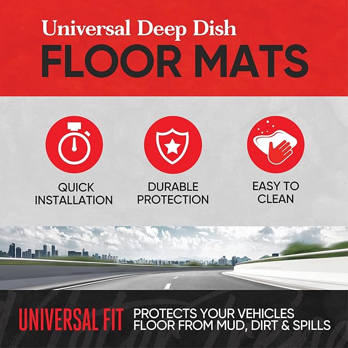 Motor Trend 943-BG FlexTough Defender Car Floor Mats -Next Generation Deep Dish Heavy Duty Contour Liners for Car SUV Truck & Van-All Weather Protection, Trim to Fit Most Vehicles Beige