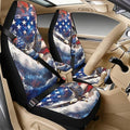 Qeluxign Car Accessories Set for Women American Flag Bald Eagle Center Console Armrest Pad Seat Belt Cushion Universal Car Accessories for SUV Van Truck
