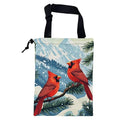 KXWQTRDD Red Cardinals Pine Branch Car Garbage Bag Snowy Mountain Hanging Canvas Car Trash Bag Drawstring Car Back Seat Organizer for Car Back Front Seat Console with Adjustable Buckle