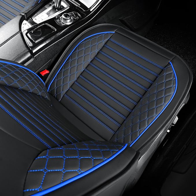 Vankerful Leather Seat Covers for Cars,Car Seat Covers Front Seats Only,Automotive Seat Covers for Trucks,SUV,Leatherette,Universal Fit,Vehicles Seats Cushions(Front Pair,Black-Blue)