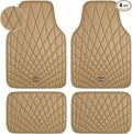 CAR PASS Luxury Faux Leather Floor Mats for Cars, Waterproof All Weather Car Mats Full Set, Anti-Slip Deluxe Automotive Floor Mats Universal Fit for Most SUV,Vans,Sedans,Trucks, 4 Piece Beige