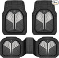 CAR PASS Heavy Duty Rubber Car Mats, Deep-Dish Car Floor Mats All Weather, Universal Two-Tone Trim-to-Fit for SUVs Trucks Sedans, Waterproof Anti-Slip, 3 Pieces V12 Black and Metallic Gray