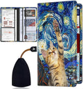 Car Registration and Insurance Card Holder for Women Men, Waterproof PU Leather Glove Box Car Organizer with Magnetic Shut, Vehicle Document Holder for Driver License,Cards, Night Cat Pattern