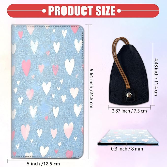 Car Registration and Insurance Card Holder for Women Men, Waterproof PU Leather Glove Box Car Organizer with Magnetic Shut, Vehicle Document Holder for Driver License,Cards, Colorful Love Peach