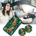 Car Armrest Cover Pads Universal Fashion Cute Auto Center Console Armrest Cover Pad with 2PCS Car Coasters Soft Waterproof Car Armrest Seat Protector for Women, Two Tiger Butterfly
