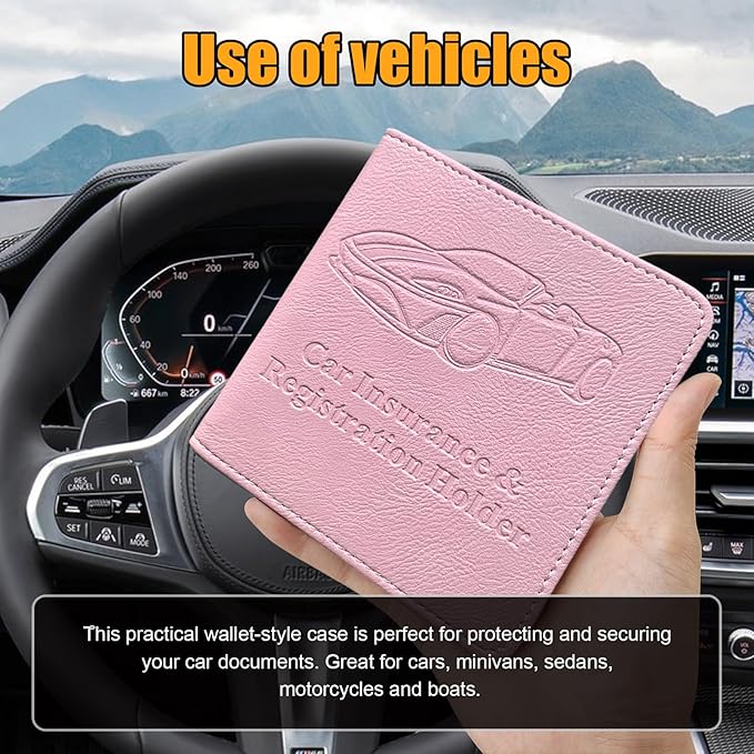 Kewucn Car Registration and Insurance Card Holder, Premium Leather Glove Box Organizer, Magnetic Closure Auto Document Holder for Driver License and Cards, Perfect for Most Cars