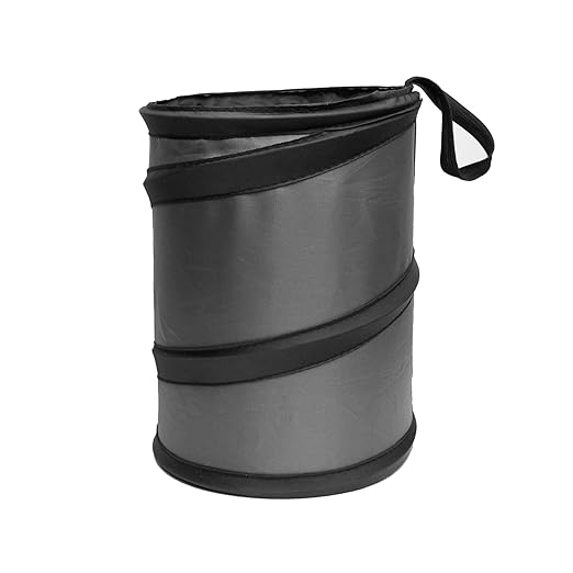 FH Group Automotive Waterproof Portable Collapsible Large Trash Can Garbage Container fits Most Cars,Polyethylene,SUVs,and Trucks Gray