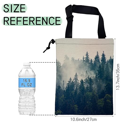 NHNXHWIA Misty Forest Car Trash Bag,Foggy Mountain Hanging Drawstring Car Garbage Bag,Waterproof Canvas Car Back Seat Organizer with Adjustable Buckle,for Vehicles,SUVs,Camping,Road Trips