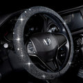 Valleycomfy Steering Wheel Cover for Women Men Bling Bling Crystal Diamond Sparkling Car SUV Wheel Protector Universal Fit 15 Inch (Black with White Diamond,Standard Size(14" 1/2-15" 1/4))