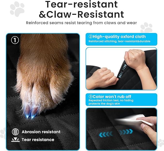 BeComfee Dog Car Seat Cover for Back Seat with Hard Bottom Extender, 450lbs Support Dog Hammock, Waterproof Non-Slip Back Seat Cover for Dogs with Full Seat & Door Protection for Truck SUV Sedan