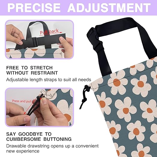 UUCBTAH Car Trash Bag Cute Flowers Car Trash Bin Leakproof Waterproof Car Trash Can for Back Seat, Foldable Car Garbage Bag with Adjustable Straps and Drawstring for Car Accessories