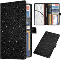 DMLuna Car Registration and Insurance Holder, Leather Vehicle Card Document Glove Box Organizer, Auto Truck Compartment Accessories for Essential Information, Driver License Cards, Glitter Black
