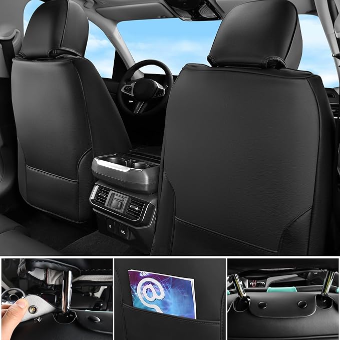 CAR PASS Nappa Leather Car Seat Covers Front Seats Only, Luxury PU Leatherette Seat Covers 2 Pack, Waterproof Durable Car Seats Cushion Protector, Universal Fit for Sedan SUV Truck Van(Black Mint)