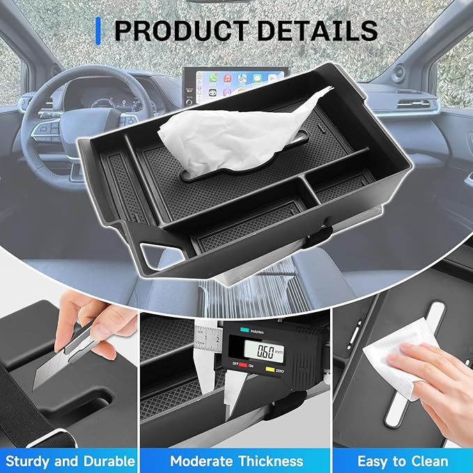 SXCY for 2025 2026 Toyota Sienna Center Console Organizer for Toyota Sienna 2021-2025 2026 Center Console Tray 2024-2026 Sienna Accessories Tissue Tray Paper Towel Organizer Enhanced Tissue Storage