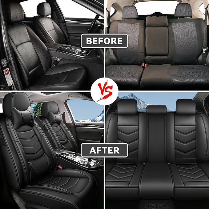 Car Seat Covers Fit for Chevy Trax 2015-2025, Side Airbag Compatibility, 3D Lumbar Support and Seamless Fit, Easy to Clean Sports Seat CoverFull Set with Pillow, Black