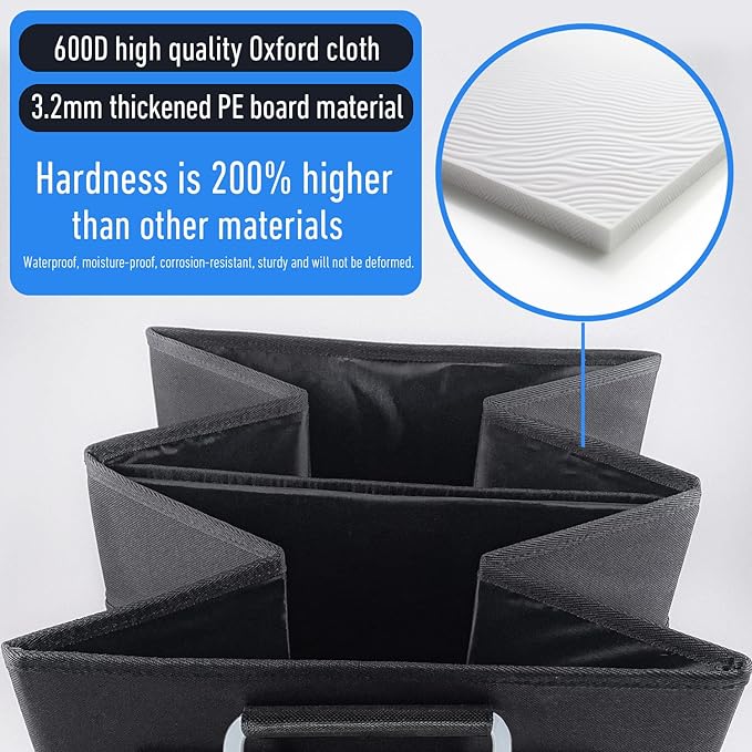 Junsungo Car Trunk Organizer, Portable, Collapsible, Waterproof, Oxford Cloth, Aluminum Handle, Ideal for SUVs, Cars, Camping, Storage