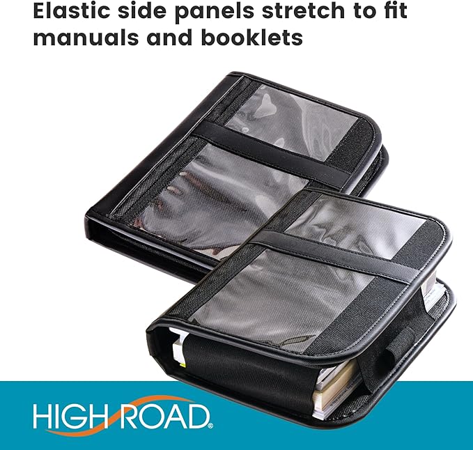 High Road Glove Box Organizer and Car Manual Holder - Insurance and Registration Holder for Glove Box with Clear Pockets for Quick Access to Car Documents and Expandable Manual Holder