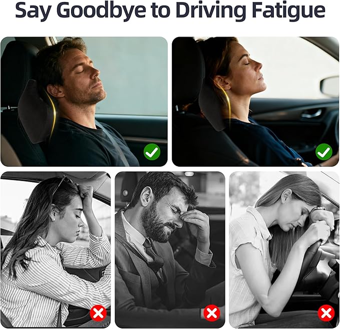 Car Neck & Lumbar Support Pillow Set for Ford Escape, Soft Memory Foam Headrest & Back Cushion, Ergonomic Comfortable Seat Support for Daily Driving and Long Trips Car Interior Accessories