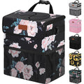 Vankor 3 Gallons Car Trash Can with Lid, Car Bag Bin Hanging Waterproof Automotive Garbage Cans Leak Proof Vehicle Trash Can Black Floral