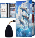 SOTWONSO Car Registration Holder, Waterproof PU Leather Vehicle Card Document Glove Box Organizer, Women Interior Auto Accessories Case for Cards, Driver License Car Insurance Holder, Dolphin Pattern
