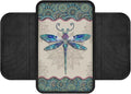 Boho Mandala Floral Dragonfly Pattern Center Console Covers for Cars Anti-Slip Car Armrest Cover Cushion Stretchy Auto Armrest Storage Box Mat Auto Center Console Cover Pad