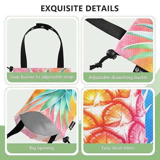 ALAZA Hanging Car Trash Bags Garbage Bag Trash Can for Back Seat Small Colorful Pineapple Washable Storage Bag Retractable 2 Pack