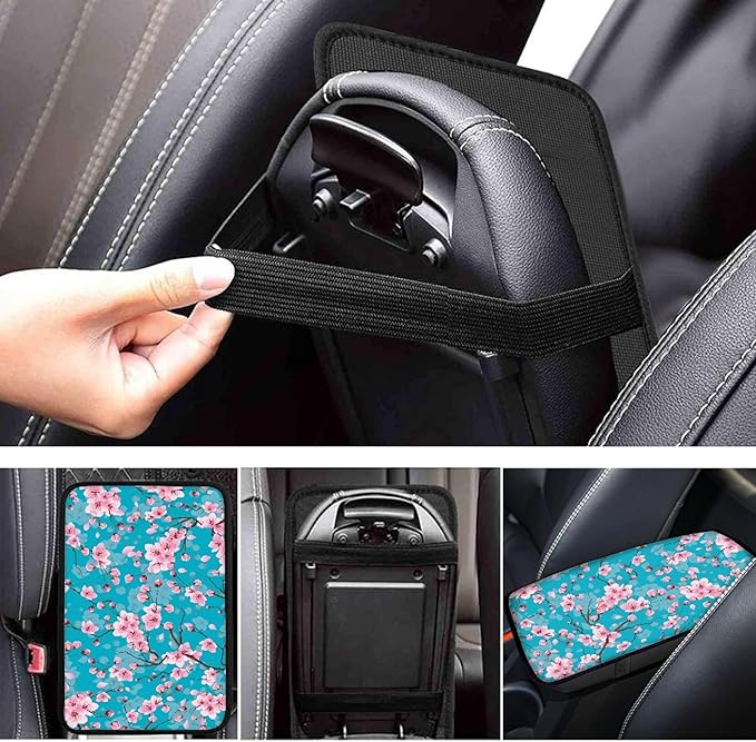 Cherry Blossom Car Center Console Cover,Comfortable Car Armrest Cover Pad,Universal Fit for Sedan, Truck, SUV
