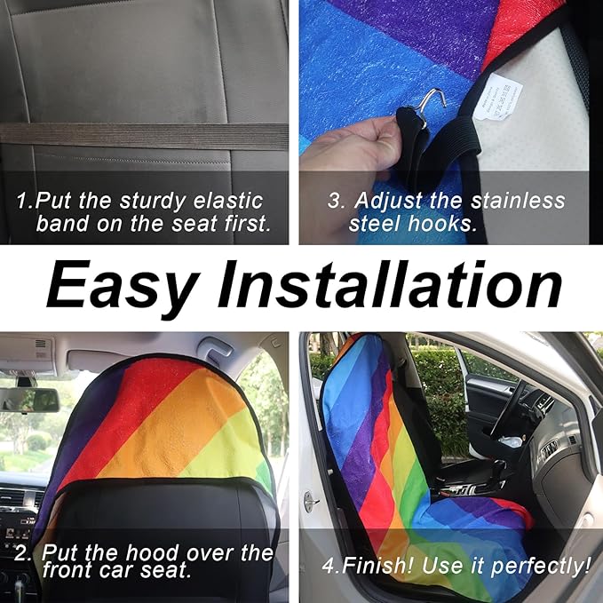 nbnhxnff Sweat Towel Car Seat Cover Protector Front Seats for Gym Workout, Running, Swimming, Beach and Hiking, Waterproof Universal Seat Cover for Car, Trucks, Van & SUV (Rainbow, 2pcs Front Seat)