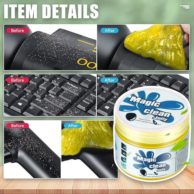 Auto Dynasty 2024 Universal Home/Office Keyboard/Interior Car Air Vent Auto Detailing Car Slime Cleaner Dust Cleaning Removal Gel Putty Jelly, Yellow