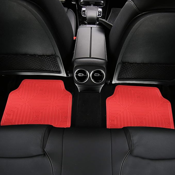 FH Group Automotive Floor Mats - Heavy-Duty Red Metallic Rubber Floor Mats for Cars, Universal Fit Full Set, Climaproof Floor Mats, Trimmable Floor Mats for Most Sedan, SUV, Truck Floor Mats