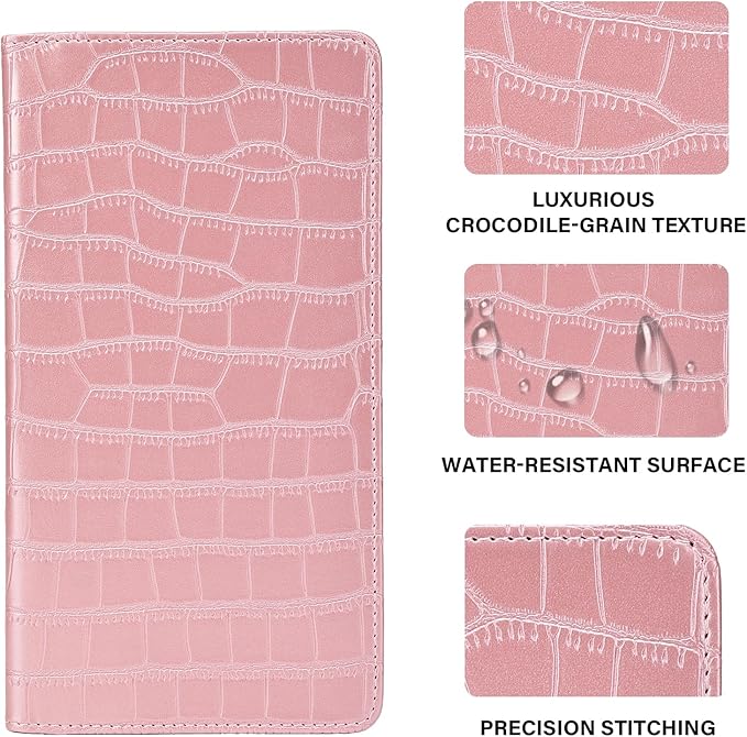 Car Registration and Insurance Holder, Pink Vehicle Glove Box Car Organizer with Magnetic Closure for Documents, Cards, License Car Organization, 1 Pack