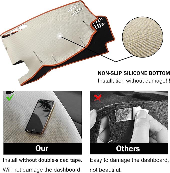 Dash Cover for Subaru Forester Accessories 2019-2022 2023 2024 Dashboard Cover Mat Pad UV Rays Reflection Carpet Protector Sunshield Custom Fit Foldable Interior Decoration, Orange Trim