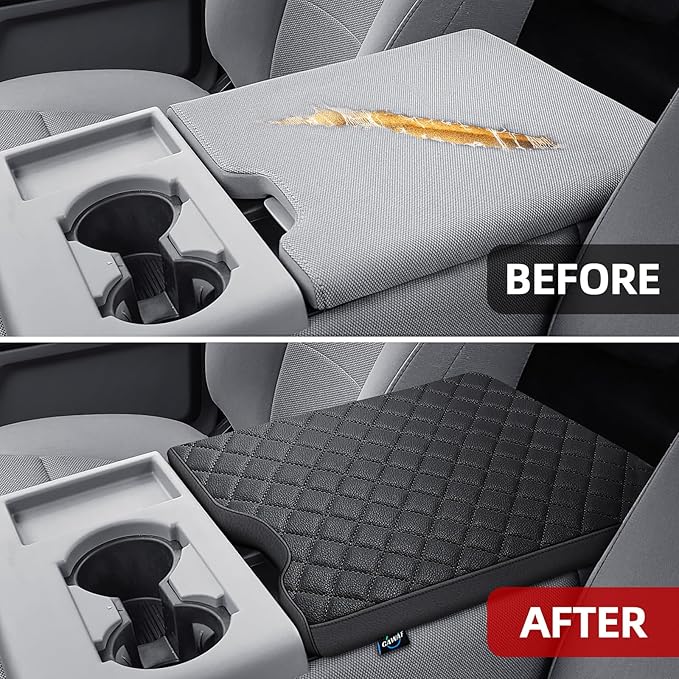 Center Console Cover Compatible with Ford F150 2015-2025,2017-2025 F250 F350 F450 with 40/20/40 Jump Seat Armrest Accessories, Leather Armrest Cover Protector (Jump Seat Console Only)