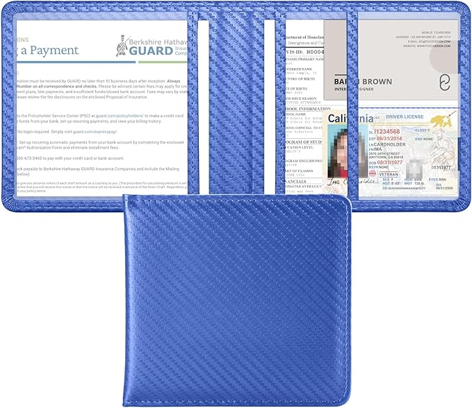 Tavonis Car Registration and Insurance Card Holder，Small Glove Box Organizer for Men and Women，Car and Truck Driver License, Documents, Card Storage Accessories，Blue
