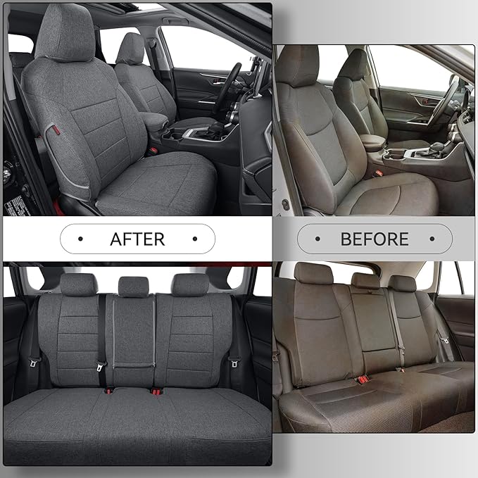 coverdream Corolla Cross Polyester Seat Covers Full Set for 2022-2026 Toyota Corolla Cross L,LE,XLE,S,SE (Non-Hybrid) SUV,Fully Covered,Breathable UV Resistant Cloth Car Seat Protector (Gray)