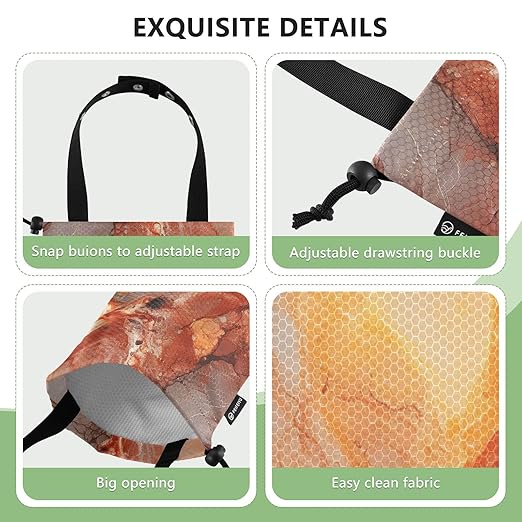 ALAZA Hanging Car Trash Bags Garbage Bag Trash Can for Back Seat Small Marble Orange Washable Storage Bag Retractable 2 Pack