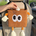 Hello Bro 2-in-1 Car Trash Can with Tissue Holder, Plush Design, Back Seat Organizer (Brown)