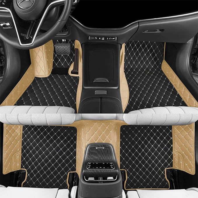Luxury car Floor mats are for 99% of Vehicle Models,All Weather car Floor mats Provide Comprehensive Protection for Vehicles,Floor mats for car Personalized Customization! (Black-Rice)
