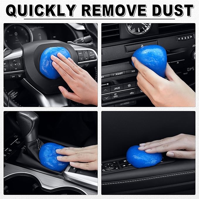 SINGARO Car Cleaning Kit, Universal Car Interior Cleaning Gel and Detailing Brush, Car Putty with 2 Soft Brush Accessories, Car Slime and Dust Brush, Cleaner Gifts for Men Women