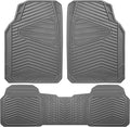 CAR PASS Rubber Car Mats, Waterproof Car Floor Mats All Weather,Car Mat Full Set 3 Piece, Grey Automotive Floor Mat Trim to Fit for Cars Sedan SUVs Trucks, Anti-Slip Easy Clean, All Gray