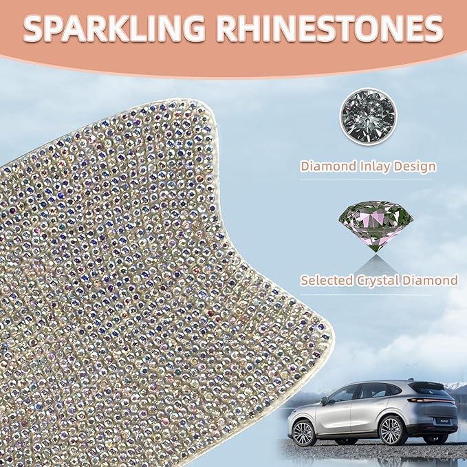 10 pcs Bling Diamond Car Door Handle Stickers, Bling Car Accessories for Women, Universal Rhinestone Crystal Glitter Door Handle Protector Stickers and Decals, Scratch Safety Reflective (Colorful)