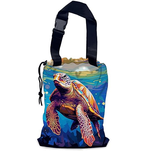 NHNXHWIA Pop Art Turtle Car Garbage Bag,Waterproof Small Car Trash Bag Hanging Back of Seat,Drawstring Hanging Car Trash Bag with Adjustable Buckle for Car Accessories